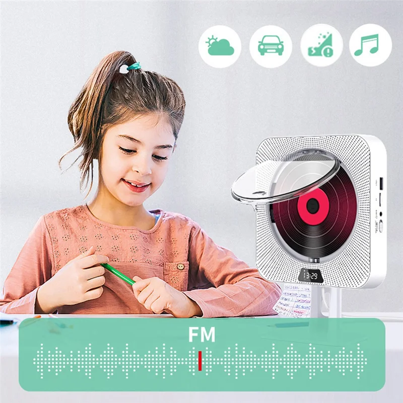 ポータブル CD プレーヤー Bluetooth CD スピーカーデジタルディスプレイステレオスピーカー壁掛け音楽プレーヤー学生用