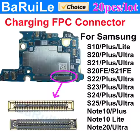 20pcs USB Charging FPC Connector For Samsung S25 S24 S23 S22 Ultra S21 S20 FE S10 Plus Note 20 10 Lite Charger Plug On Board