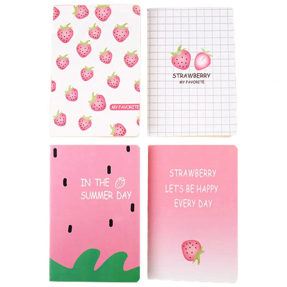 Cuadernos A5 de 4 piezas para escribir, cubierta de patrón de dibujos animados, papel portátil, Mini Bloc de notas, escritura lisa, cuaderno de dibujo