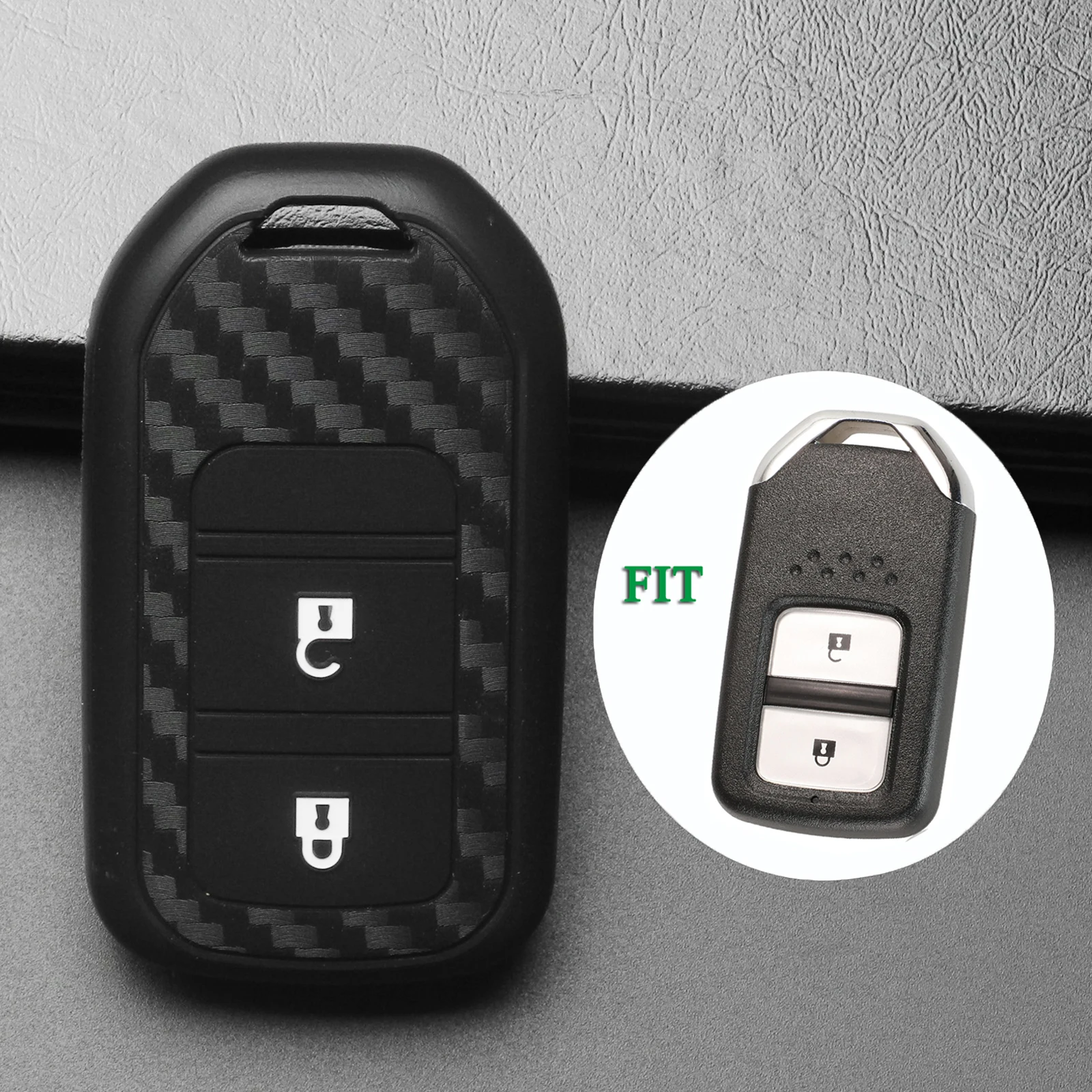 jingyuqin 2 Buttons For Honda Vezel city civic Jazz BRV BR-V HRV Fob Carbon Fiber Silicone Remote Car Key Case Cover Holder