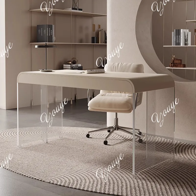 

Cream style desk light luxury modern acrylic suspension desk home study writing fashion