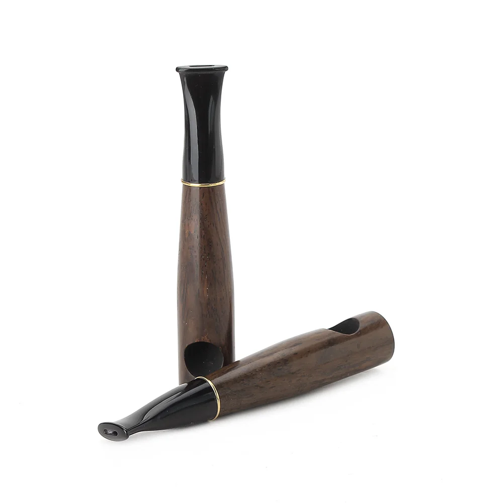 JIBILL Ebony Handmade Portable Straight Tobacco Pipe 8mm Filter Channel Wood Smoking Pipe Practical Men Smoking Accessory