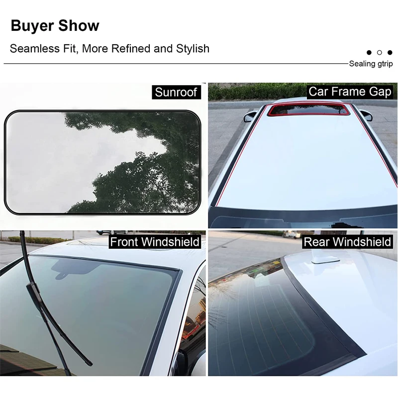 Car Rubber Seal Strips Auto Seal Protector Sticker Window Edge Windshield Roof Rubber Sealing Strip Noise Insulation Accessories