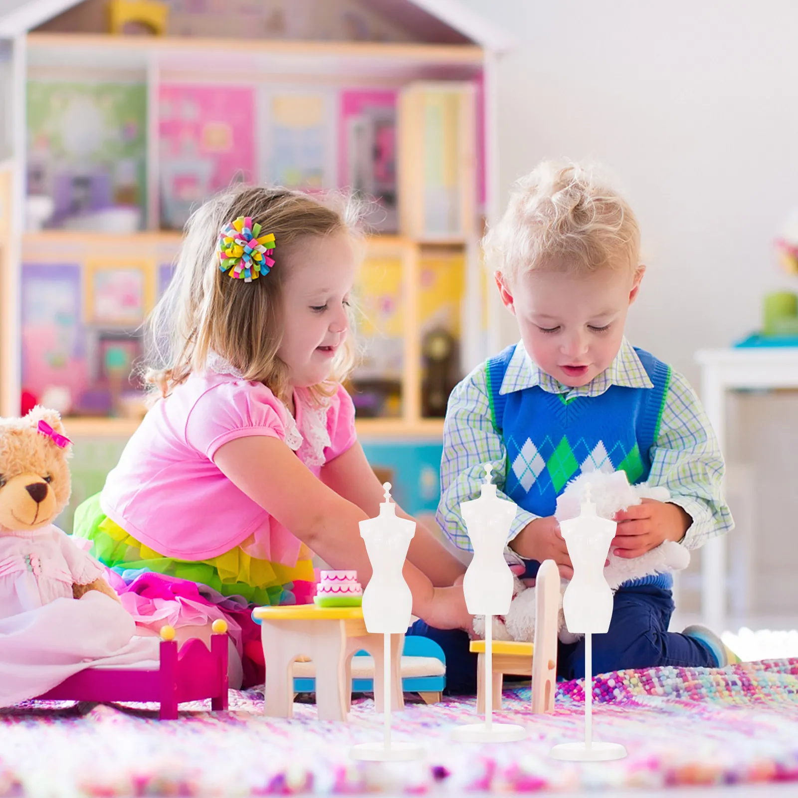 

Набор из 5 креативных мини-подставок для фигурок: гладкие держатели-манекены для декоративных моделей и игр, аксессуар для девочек