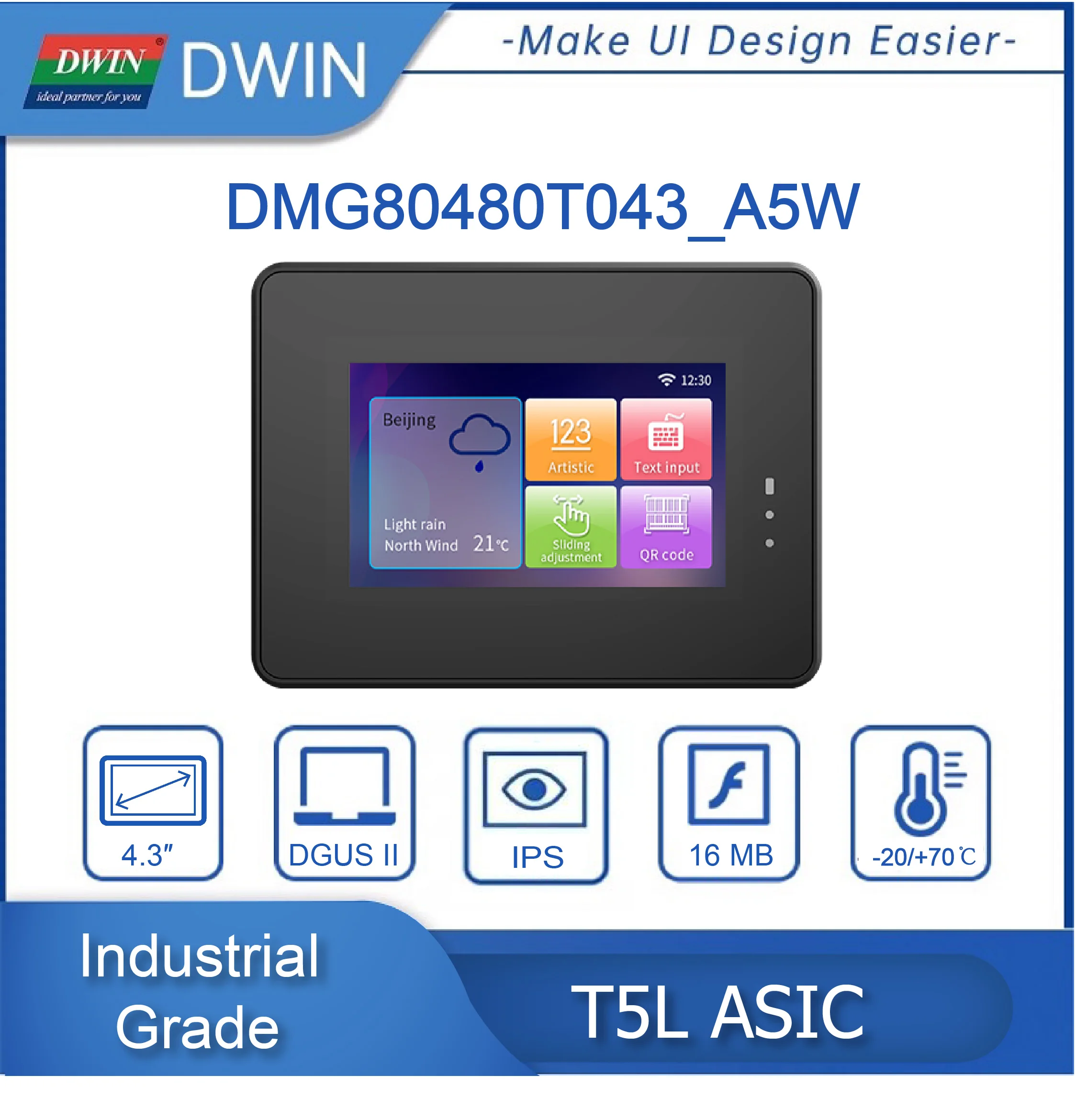 DWIN 4.3\'  5\'  7\'  10.1\'  Industrial Grade With Enclosure Touch Panel Serial TFT LCD HMI Display RS232/RS485