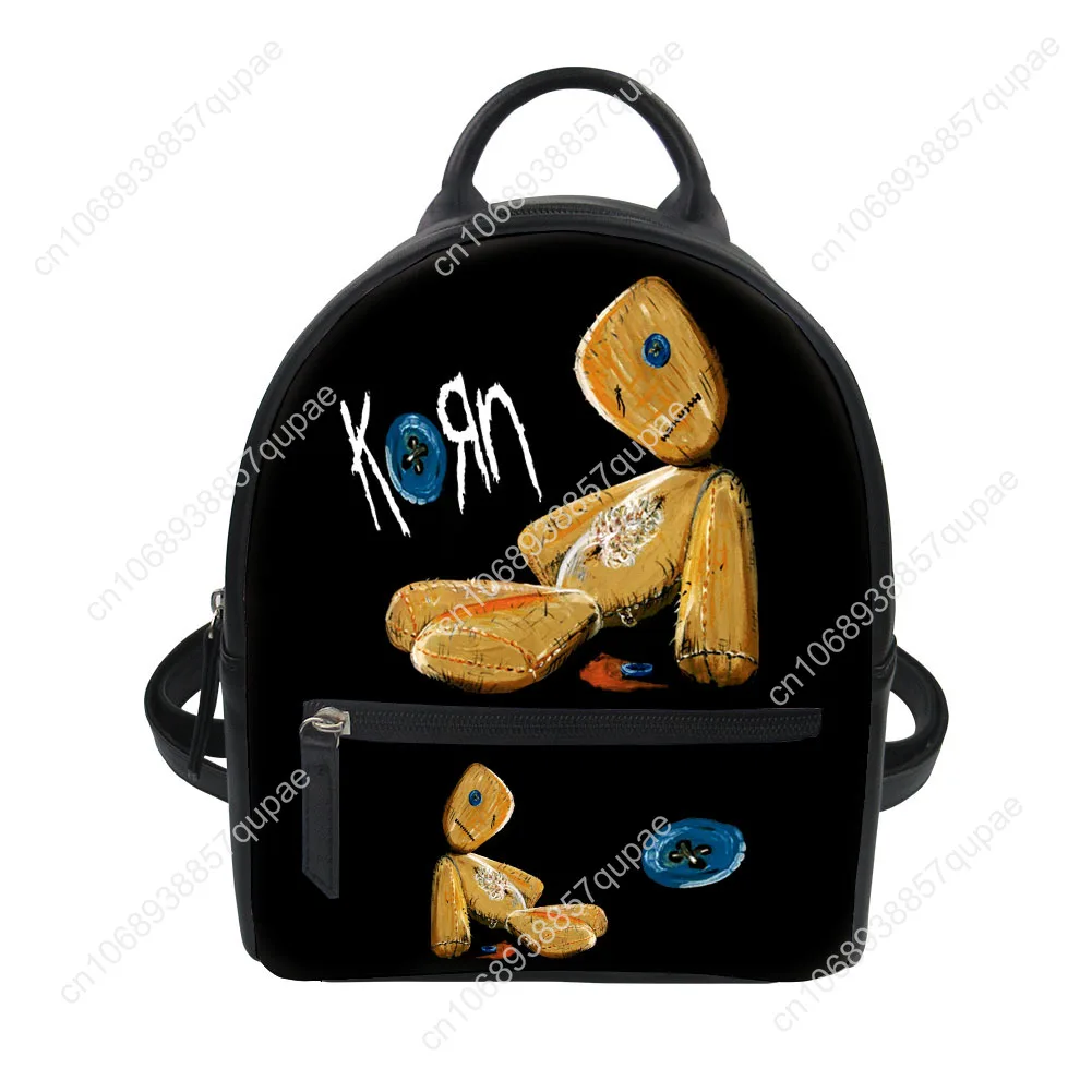 

Korn Rock Band Custom Backpack Purse Women Child Schoolbags Personalized Double Shoulder Bag Mini Daypack Leather Travel Bag