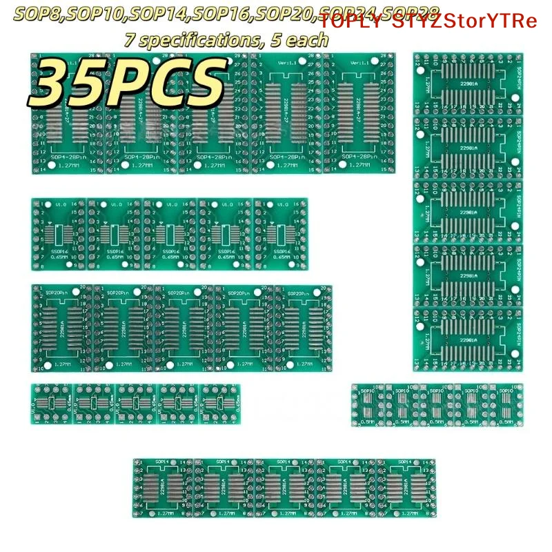 DIP Adapter Converter Plate Set, SOP8 SOP14 SOP16 SOP20 SOP24 SOP28 SMD, 30/35Pcs in Pack