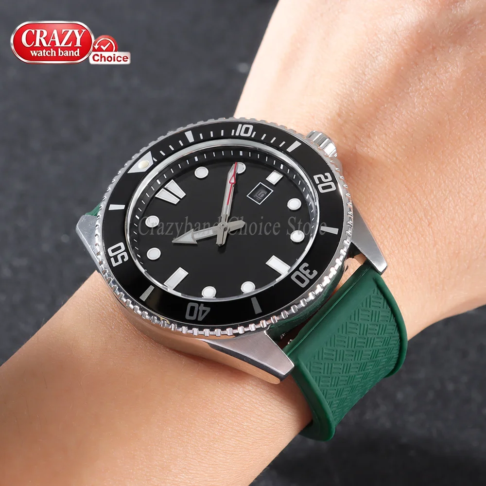 20mm 22mm Quick Release Silicone Watch Strap for Omega for Seiko Green Band Blue Black Universal Replacement Wrist for Men Women view 3