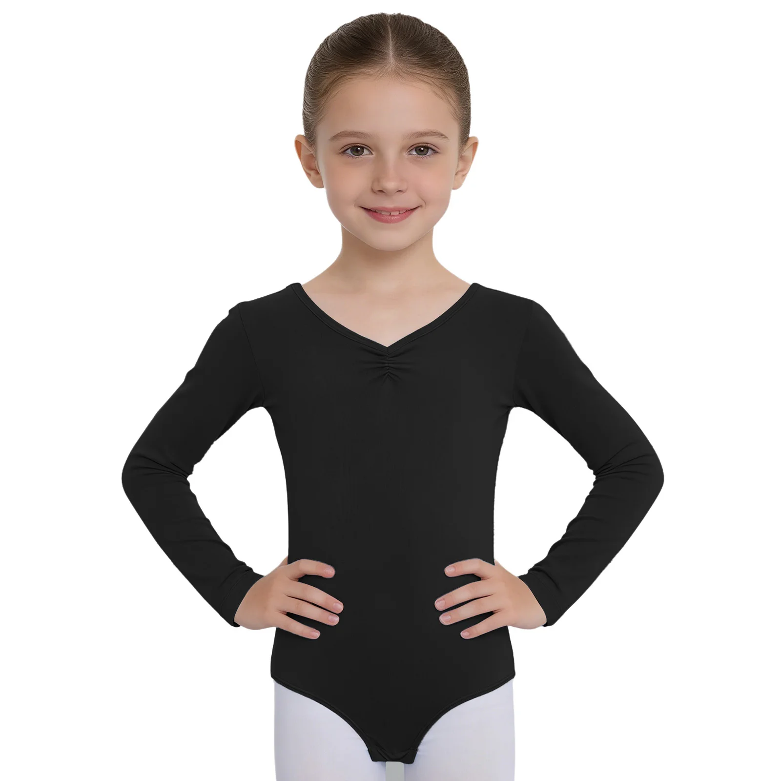 Girls Ballet Leotards Gymnastics Leotard Dance Bodysuits Cotton Long Sleeve Dance Wear Ballet Dress for Dancing