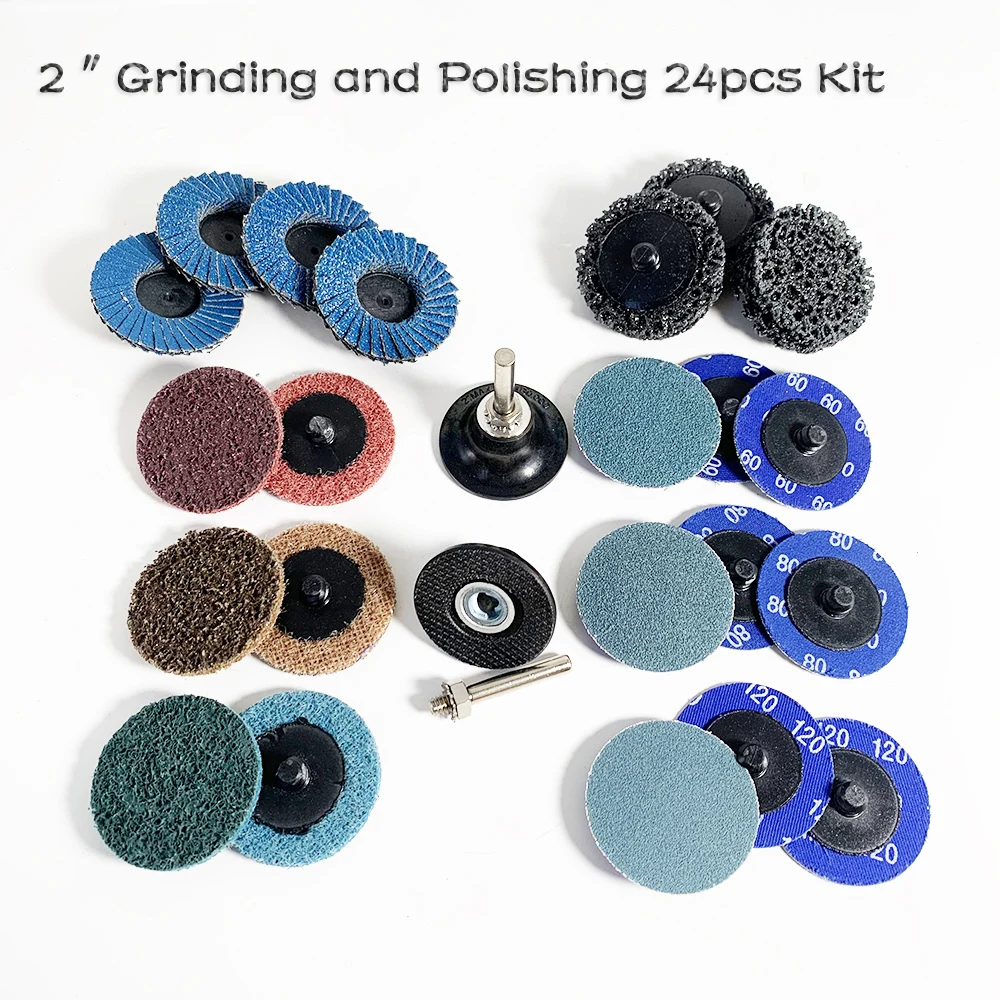 

Комплект из 24 шт., 2 дюйма, шлифовальные диски из нейлонового волокна, черное золото, комплект быстросменных шлифовальных кругов для дрели, угловая шлифовальная машина, поверхность для подготовки