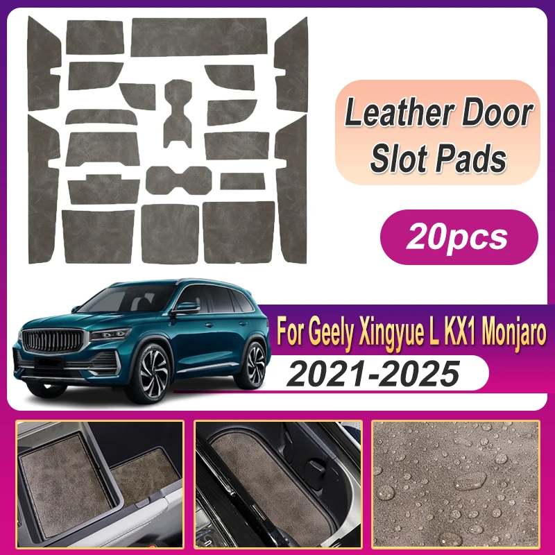 

For Geely Xingyue L KX1 Monjaro 2021-2025 Car Leather Anti-Slip Cup Mat Protection Gate Slot Pad Door Protection Pad Auto Mat