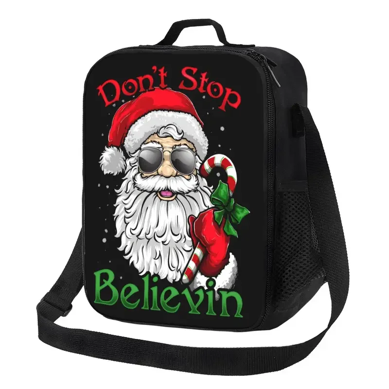 Funny Santa Claus Insulated Lunch Tote Bag for Women Santa Believer Portable Thermal Cooler Food Lunch Box School