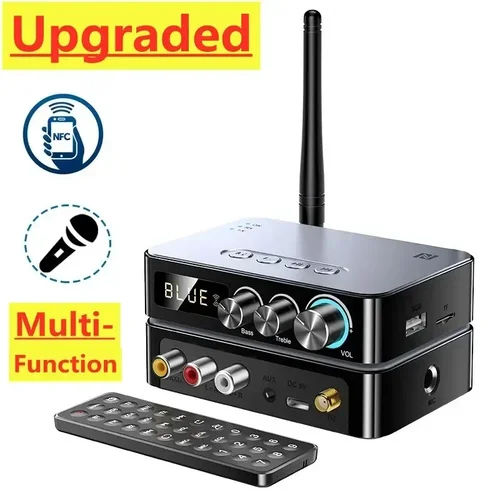 Imagen 1 del producto Transmisor y receptor de Audio Bluetooth M9/M9Pro, adaptador inalámbrico DSP, NFC/AUX/RCA/USB u-disk/TF/6,5 Mic Karaoke/Coaxial/Radio FM
