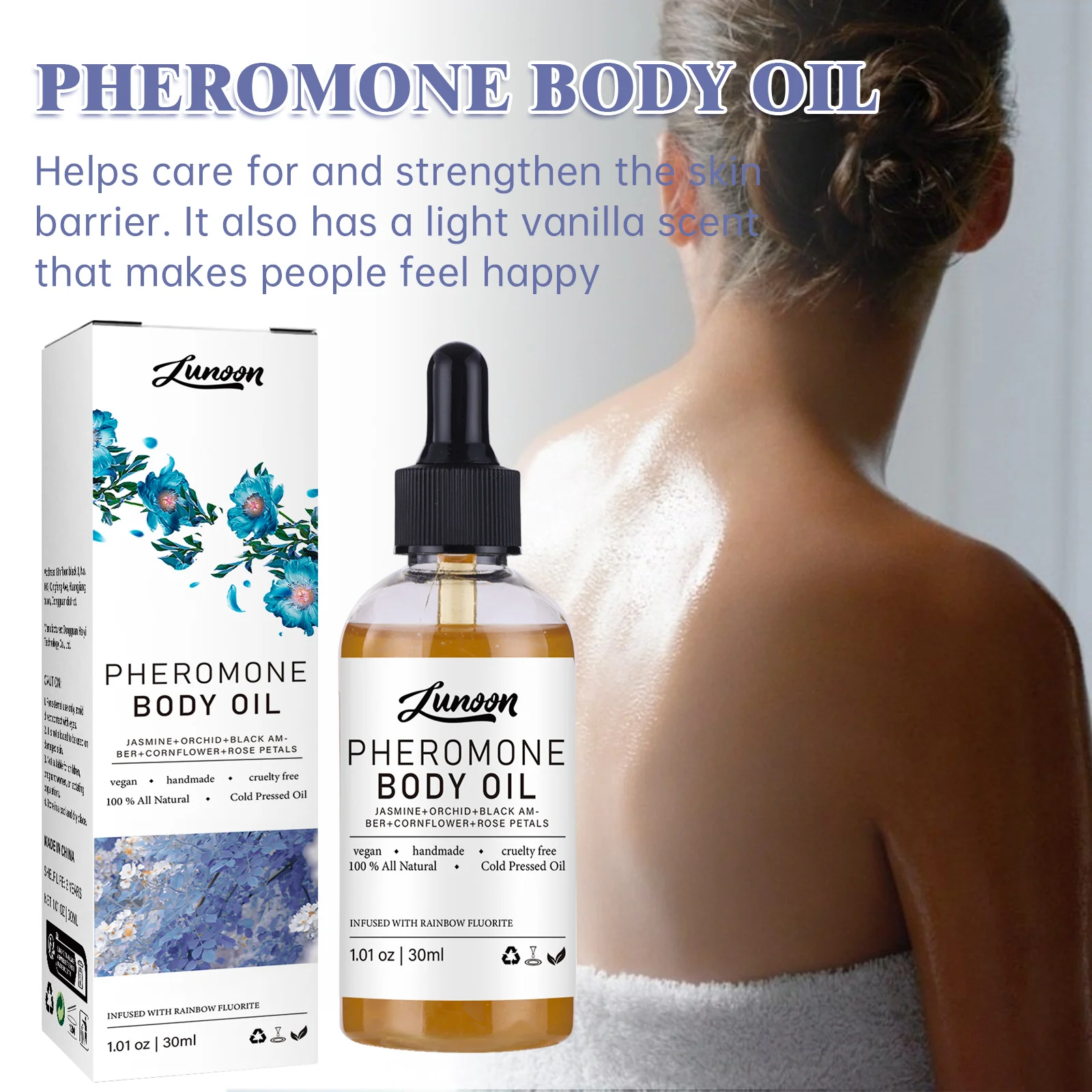 

120/30ML Body Massage Oil Petal Fragrance Moisturizing Body Care Essentiall Oil Long Lasting Moisturizing Pheromone Body Oil