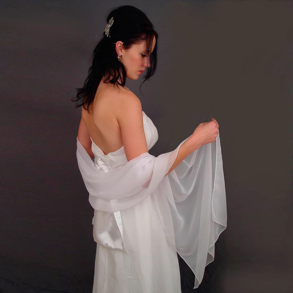 Chiffon Bridal Wrap Wedding Shawl Scarf Sheer Prom Bridesmail Evening Cover Up Long Shrug Stole