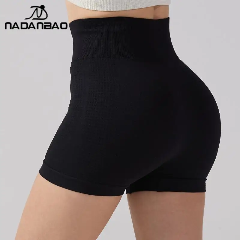 Nadanbao Peach Hip Fitness Shorts Tight Belly Tight High Waist Yoga Shorts Three-point Pants Anti-walking Sports Shorts Women