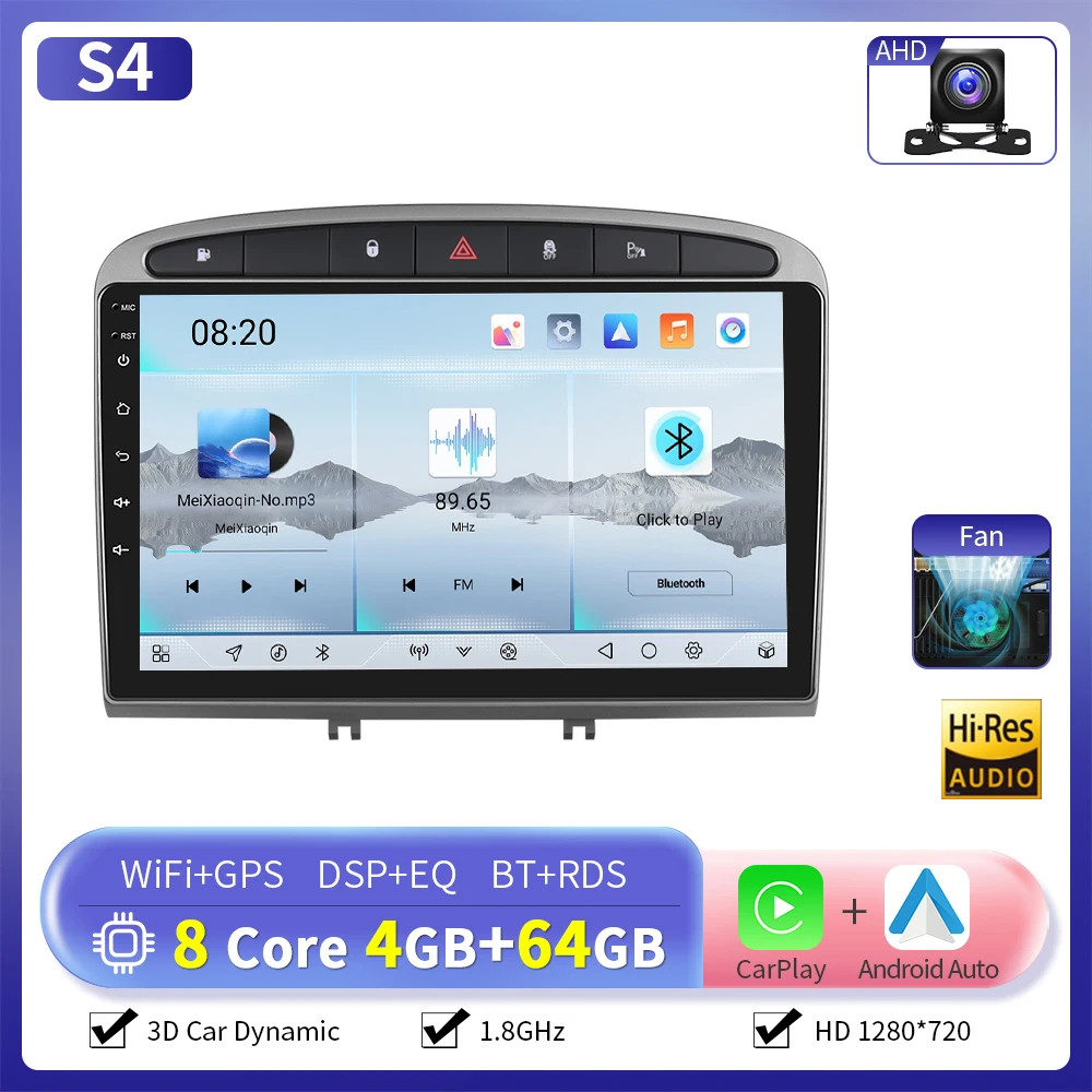 Camecho Draadloze Carplay Android Auto Radio voor Peugeot 308 408 2007-2015 Auto Intelligent Systeem 6 + 128G 4G WIFI GPS Auto Stereo