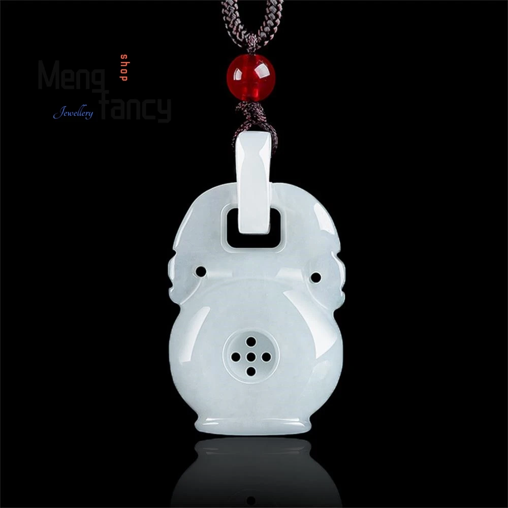 Natural Myanmar A-goods Jadeite Vase Ruyi Lock Seed Hollow Jade Pendant Exquisite Fashion Luxury Quality Jewelry Holiday Gifts