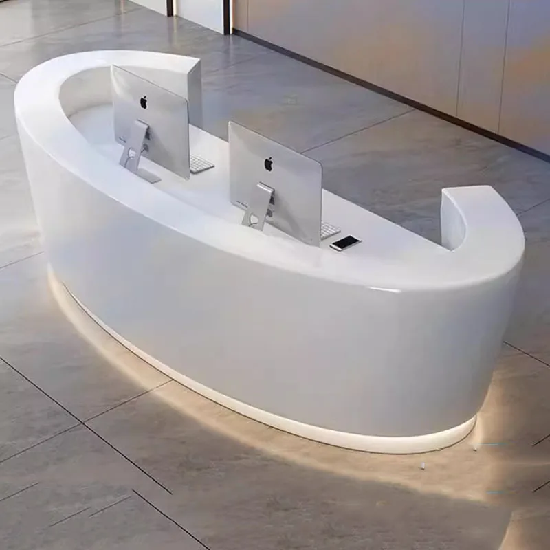

Unique Beauty Reception Desks Modern Bar Curved Luxury Desks Company Minimalist Organizers Comptoire Accueil Trendy Furniture