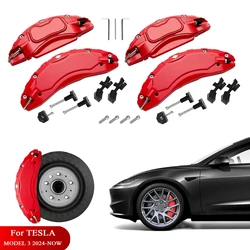 For Tesla Model 3 Highland 2024 Brake Caliper Cover Accessories With Stickers 4Pcs Aluminum Alloy (not for Model 3 2017-2023)