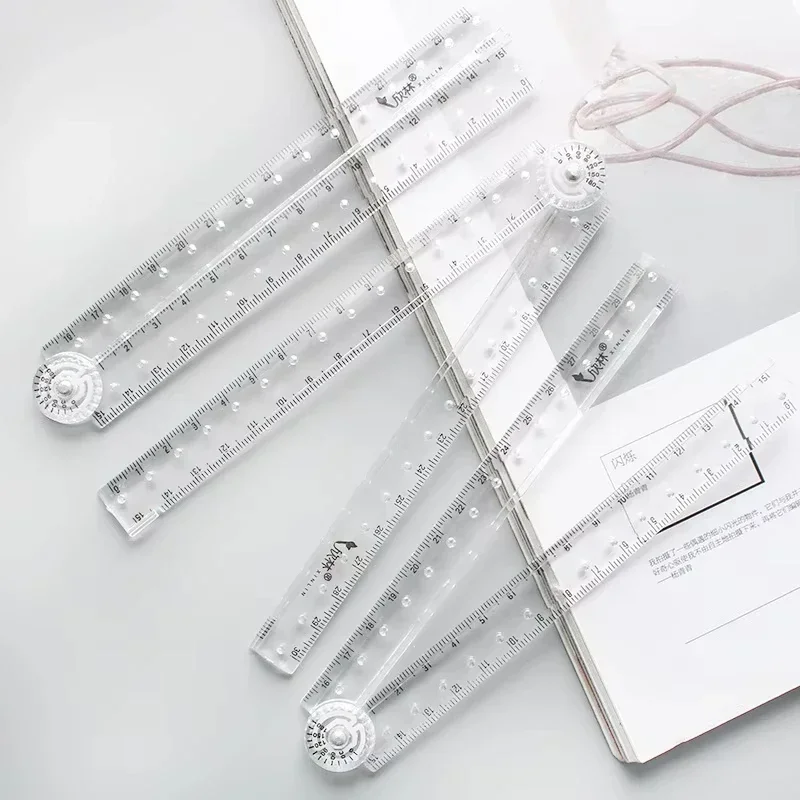 1-3pcs Transparent Rulers Folding Straight Plastic Ruler For Students To Work Learn-Simple Scale Drawing Tools School Supplies view 4