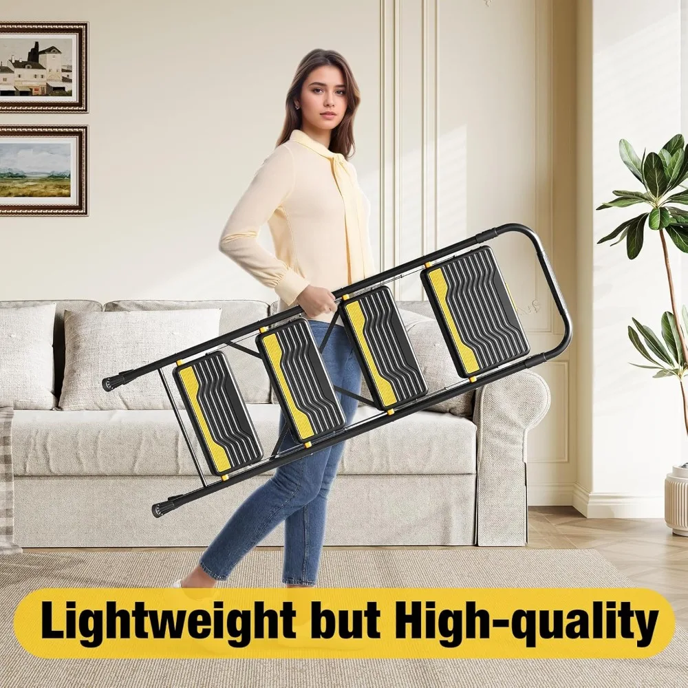 Escabeau, test de capacité de passage robuste de 800 lb, larges marches antidérapantes et main courante sécurisée compacte, escabeau pliant portable