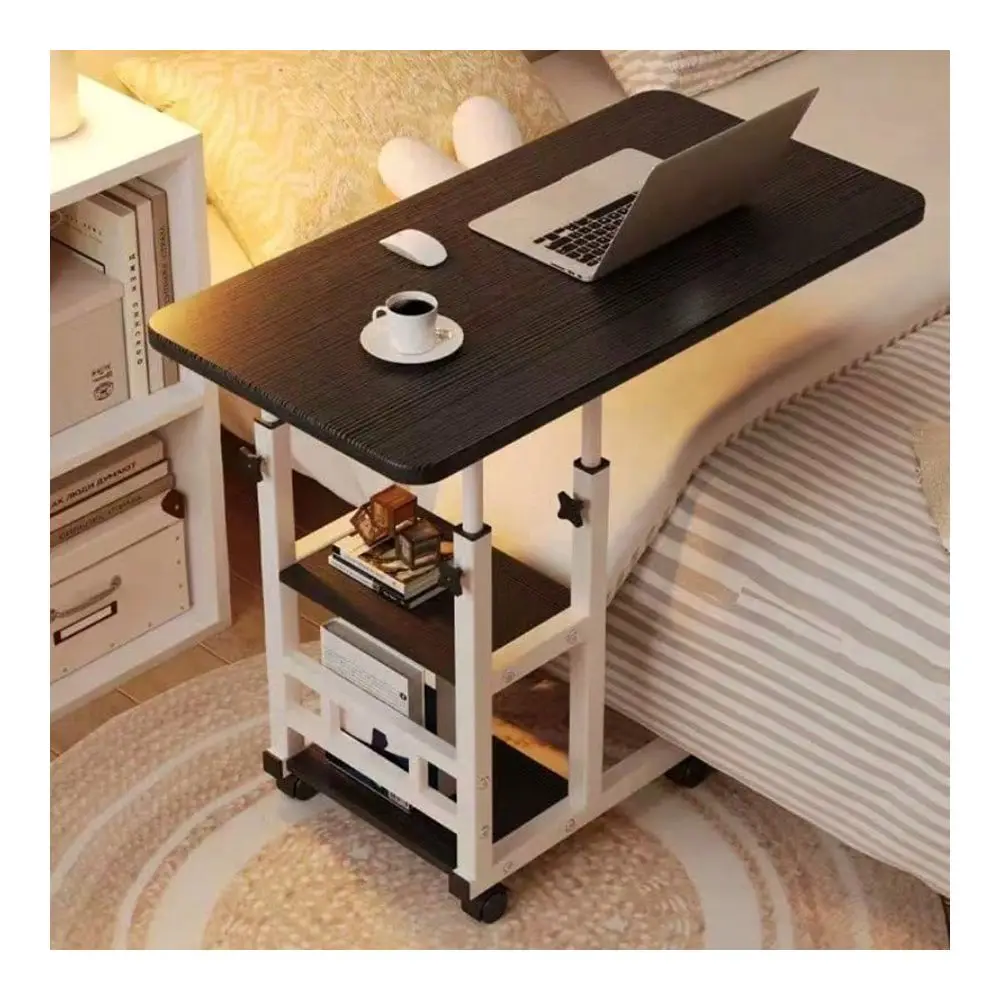 

Metal Foldable Desk With Wheels Storage Rack Adjustable Height And Spacious Tabletop Versatile For Studying Working And Relaxin