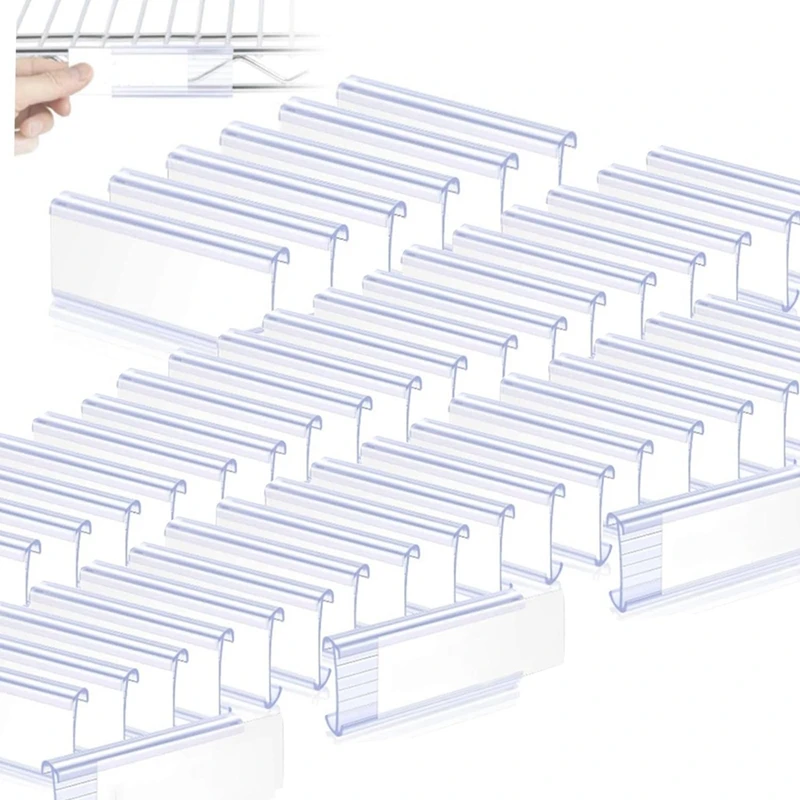 200 Pieces Wire Shelf Label Holders Set Kit Plastic Label Shelf Clips With 200Pcs White Card Kit (2.95Inch X1.18 Inch)