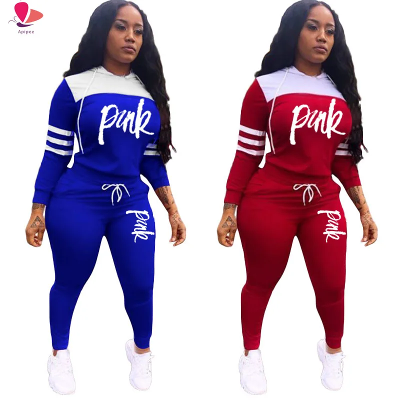 

2024 Pink Letter Print Tracksuits Women Two Piece Set Spring Street t-shirt Tops and Jogger Set Suits Casual 2pcs Outfits