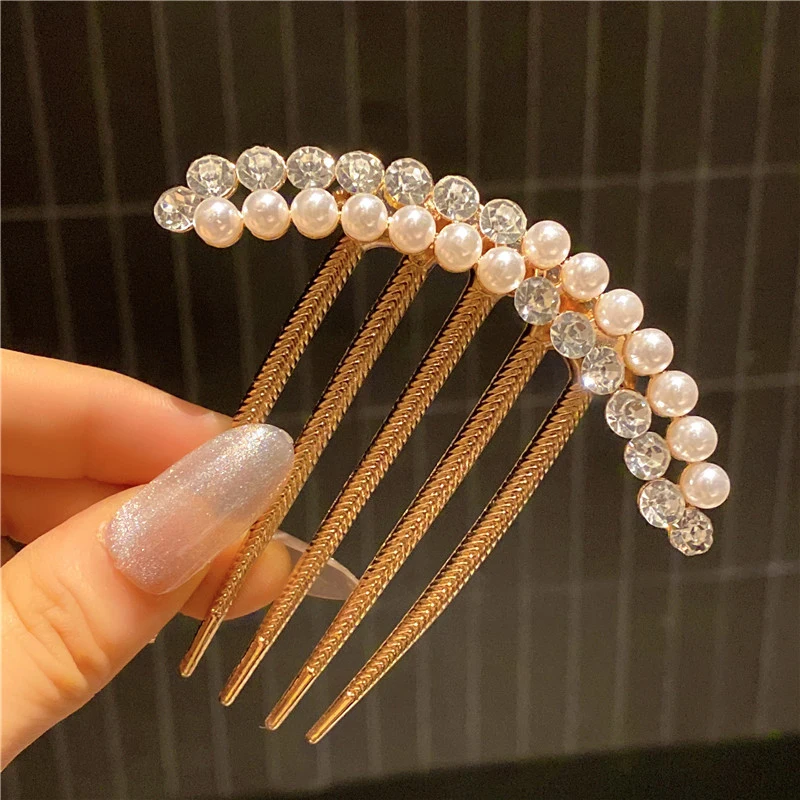 

Simple Pearl Metal Pan Hair Insert Comb Fashion Hair Comb Hairpin Mother's Day Holiday Gift Hair Accessories
