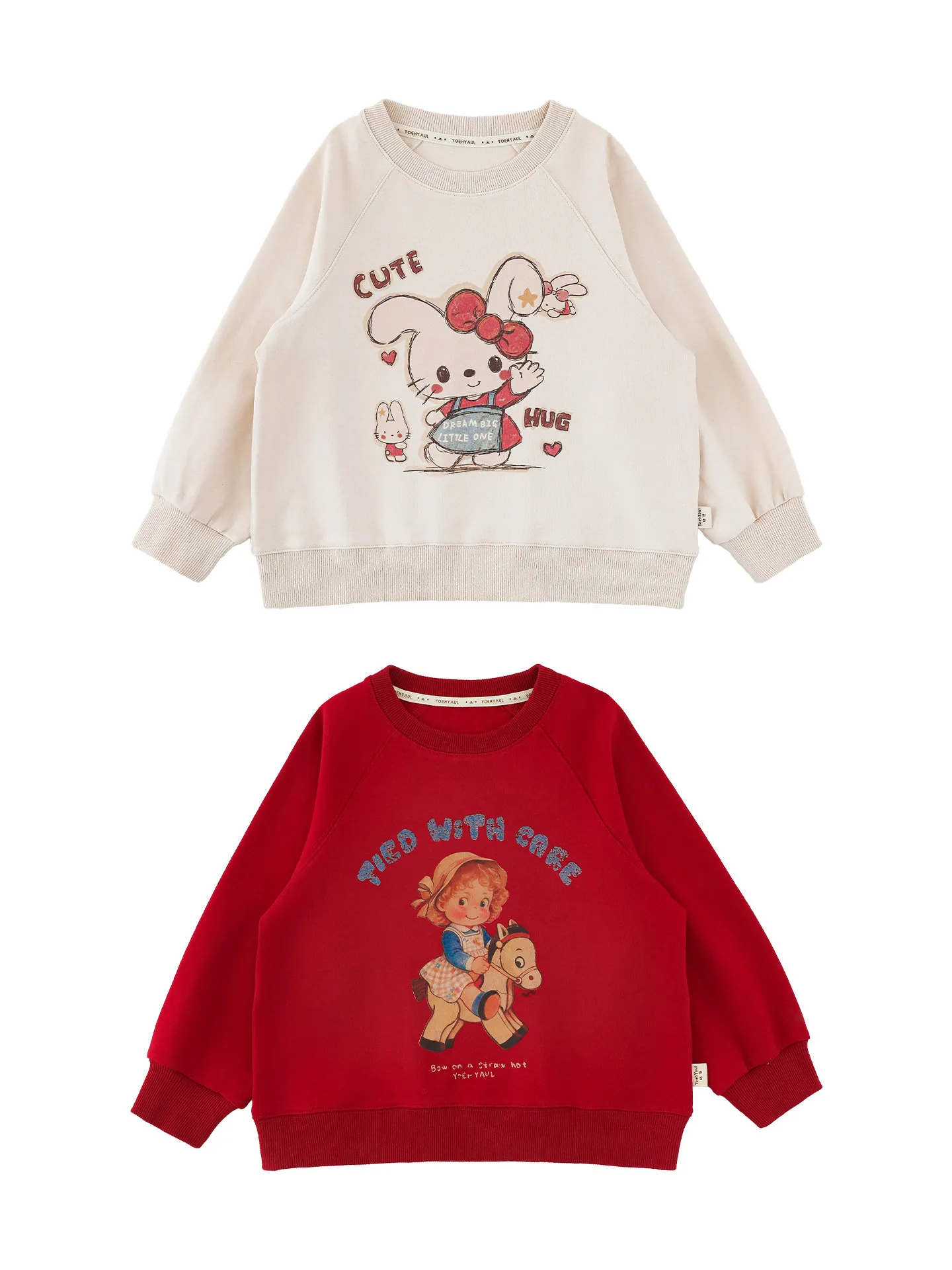 Kids Girls Cartoon Raglan Sweatshirt Soft Lightweight Skin-Friendly Loose Autumn Pullover Top for 2-10 Years Old