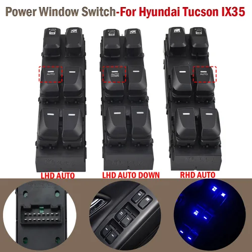 Interruptor de ventana elevador de energía de Control maestro eléctrico para Hyundai IX35 Tucson 2009-2011 2012 2013 2014 2015 93571-2S910 93571-2S050