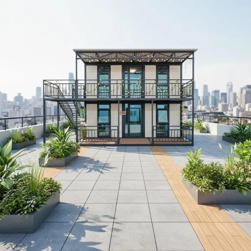 Contemporary 40ft 20ft Steel Prefab Folding Container Houses Double Wing Expansion Integrated for Office Hotel Villa Overseas