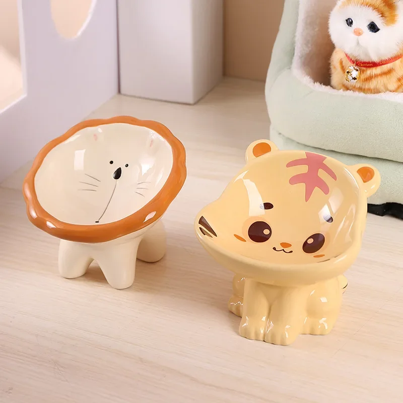 Cute Cartoon Ceramic Cat Bowl Creative Cute Puppy Dog Feeder Pet Feeding and Water Eatting Bowl Drinker Porcelain Pet Supplies