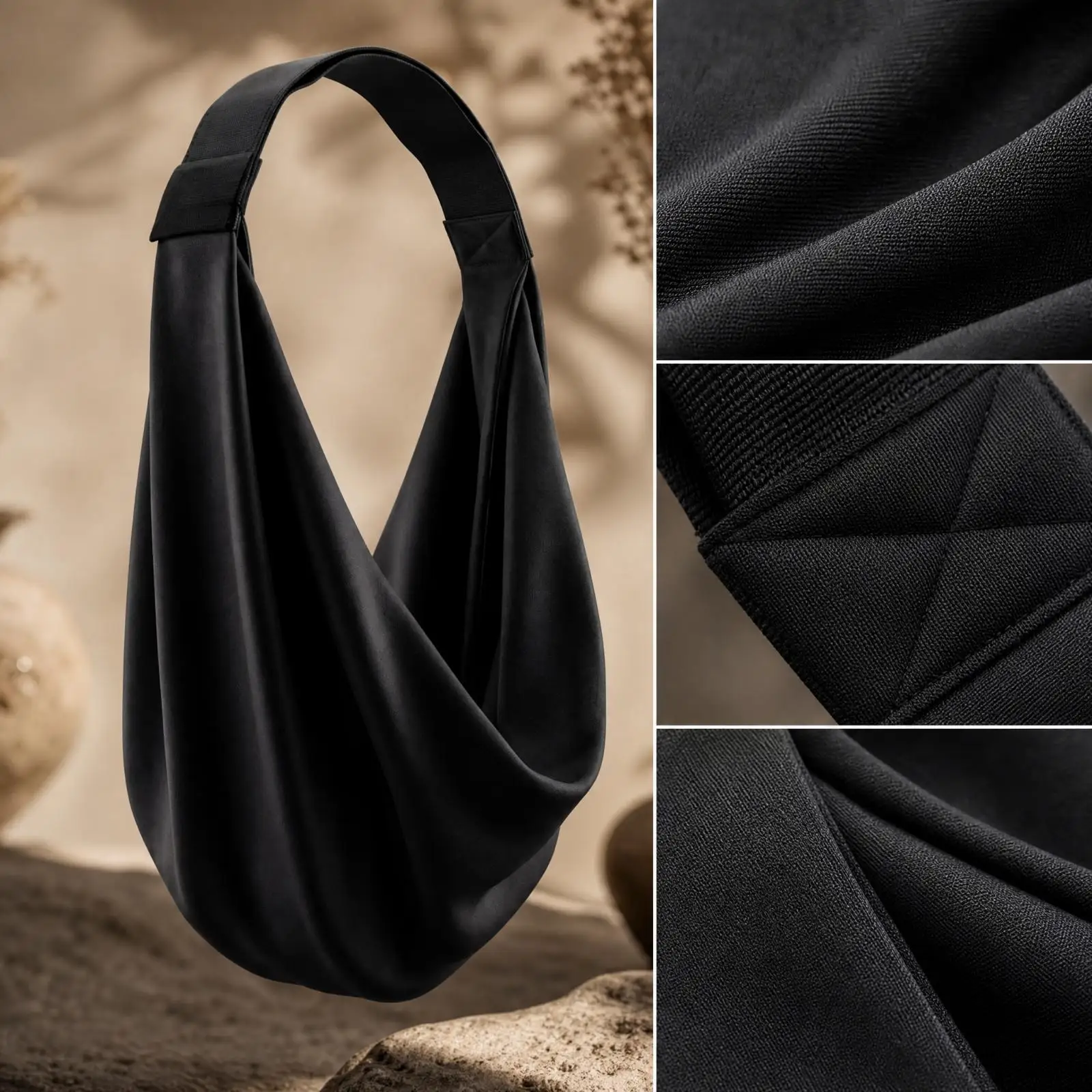 Cozy Travel Throw for Seated Journeys Black Stretch Shawl with Loop Lightweight Enveloping Blanket for Commuting Rest - view 3