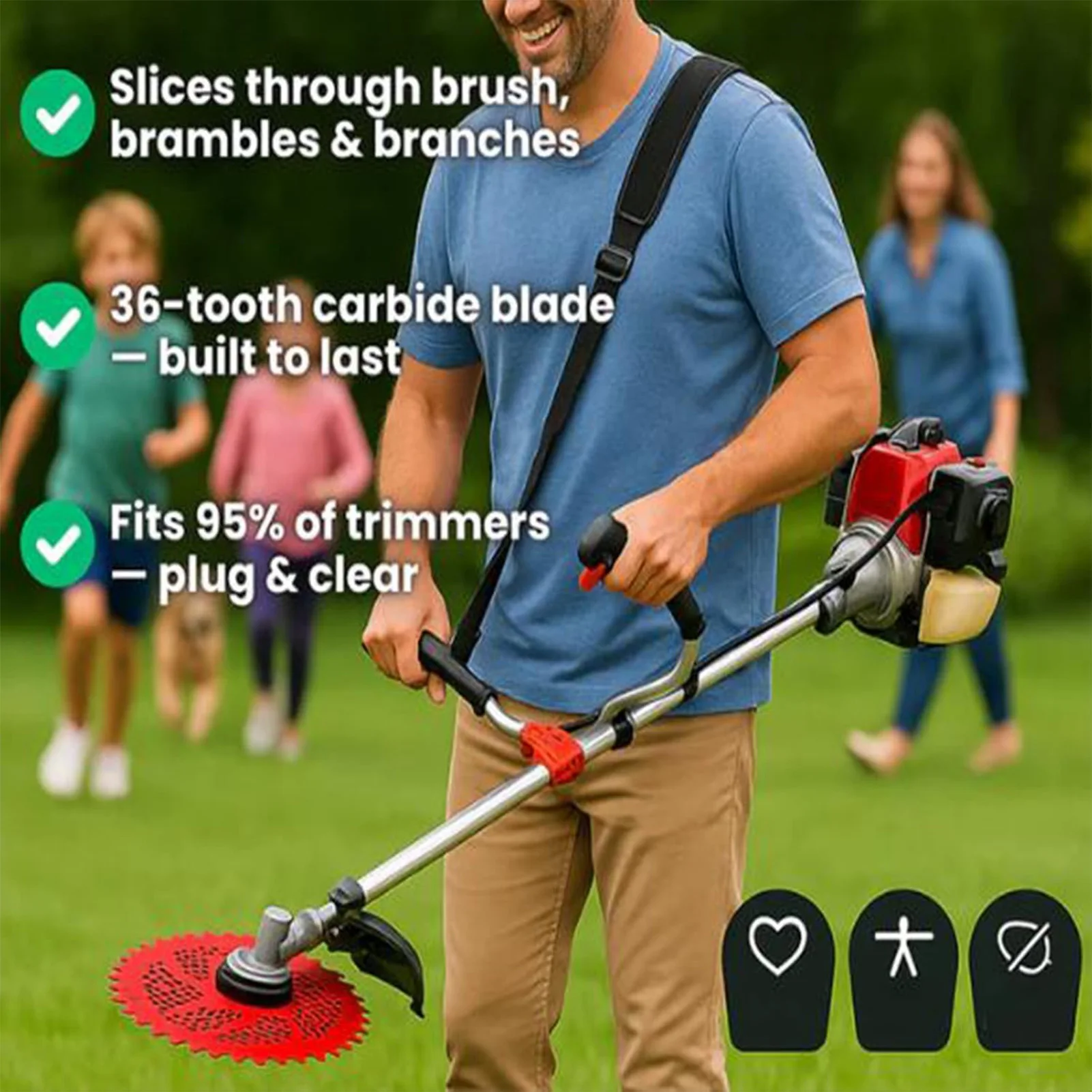 ユニバーサル芝刈り機ブレード-36歯鋸鋼カッターブレード-草、低木、枝用