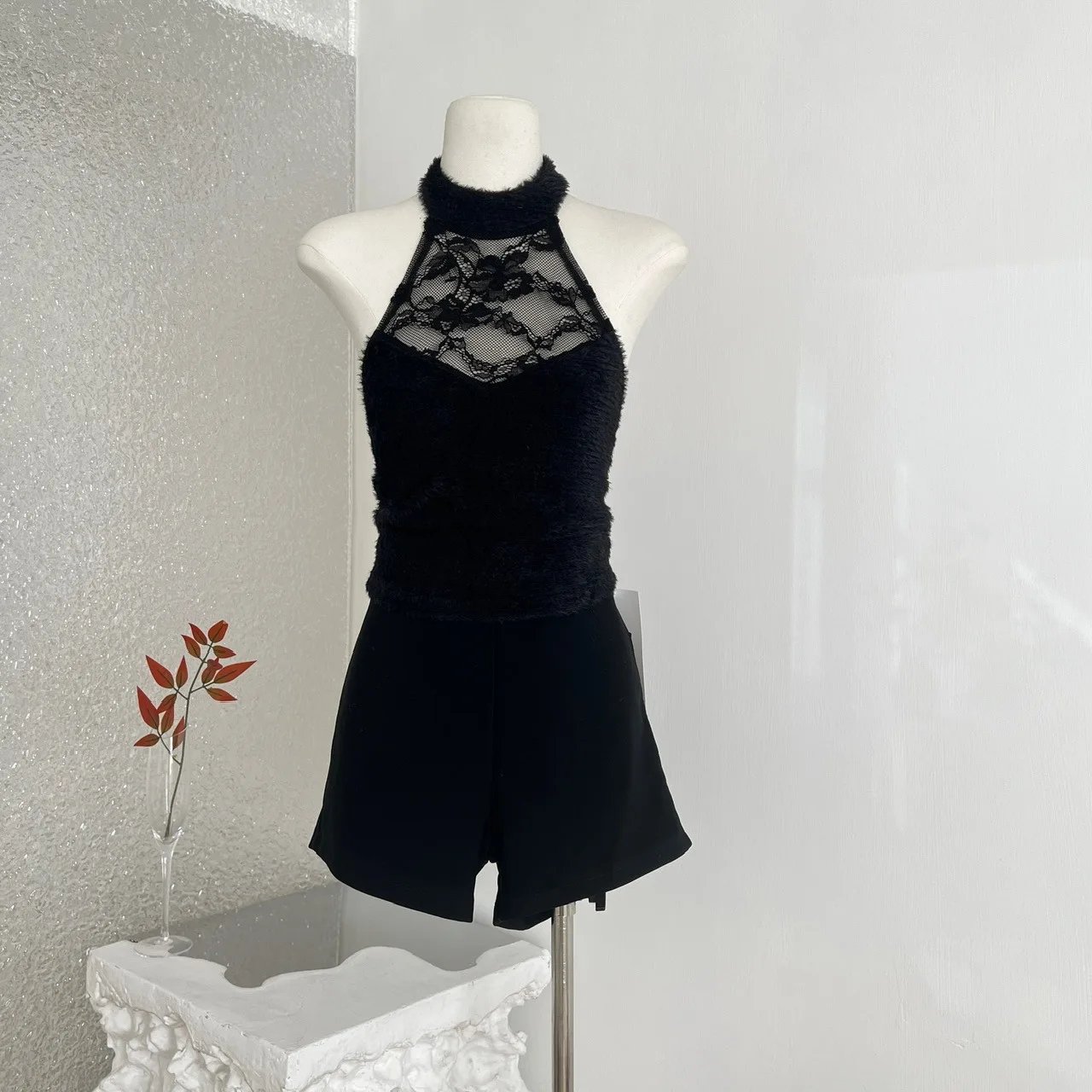 Wiosna 2026 Pure Desire Koronkowa Wstawka Przezroczysta Bluzka typu Top Damska Odzież Wierzchnia Długość ort Poliester