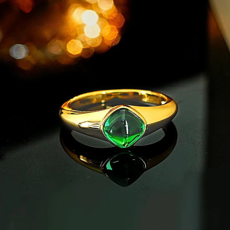 European and American Green Sugar Tower 925 Silver Ring Set with High Carbon Diamond Gold Ring, Versatile and Unique