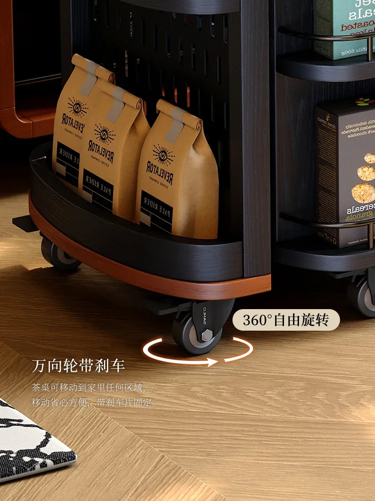 عربة شاي منزلية متكاملة بشرفة فرنسية من القرون الوسطى وطاولة شاي من الخشب الصلب قابلة للدوران