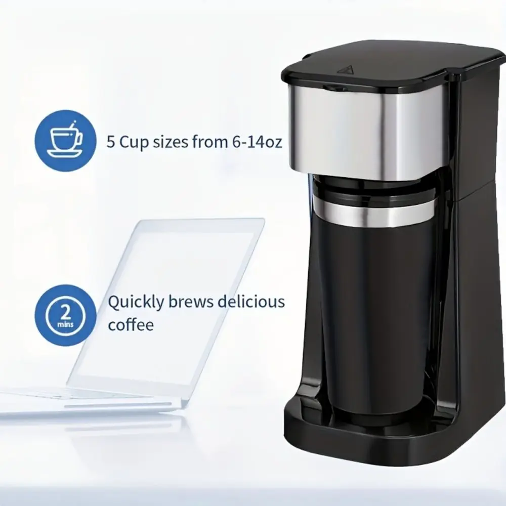 1pc 420ml Home Coffee Machine, Automatic Coffee Brewing, Coffee Brewer Milk Tea Machine with Stainless Steel Cup,Reusable Filter