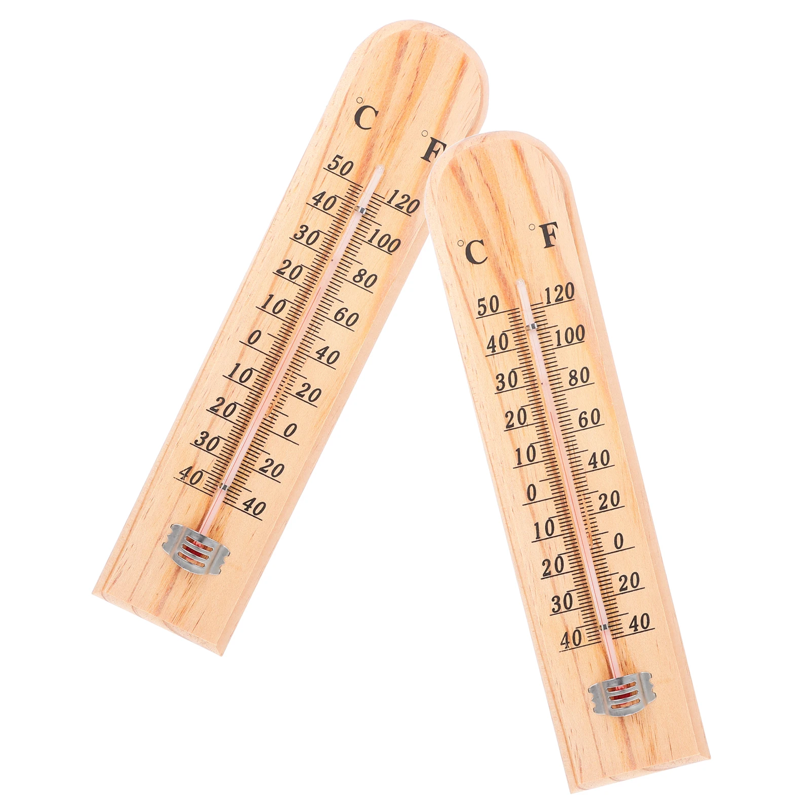 

2pcs Wooden Thermometer Accurate Indoor Outdoor Temperature Measurement Durable Natural Design Portable Wall Mount Hanging