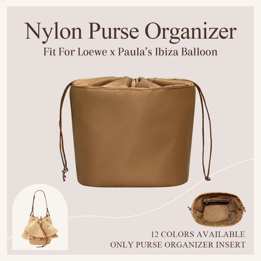 

Nylon Purse Organizer Insert Fit for Loewe x Paula’s Ibiza Balloon Bag Inner Purse Storage Bag Drawstring Inside Organizer Bag