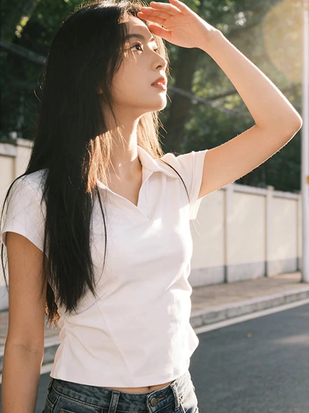 Summer  Neck Short Sleeve T-Shirt Women's plus Size Cotton 95% Elastic Fiber Slimming Design Wrinkles Trendy Top