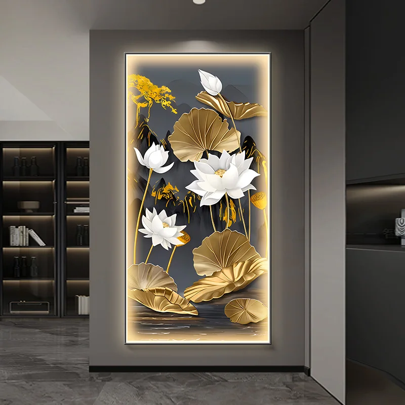 Moderne leichte Luxus-Wandleuchte für den Eingangsbereich, Veranda, Lotus-LED-Licht mit Bohrwand, vertikale Version des Wohnzimmers, Flurkor