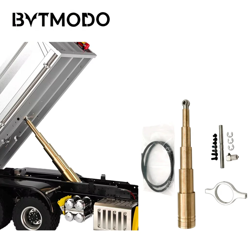 30kg Load Brass Telescopic Hydraulic Cylinder Center Mount Lift for 1/14 Tamiya RC Dump Truck Tipper DIY Upgrade Parts