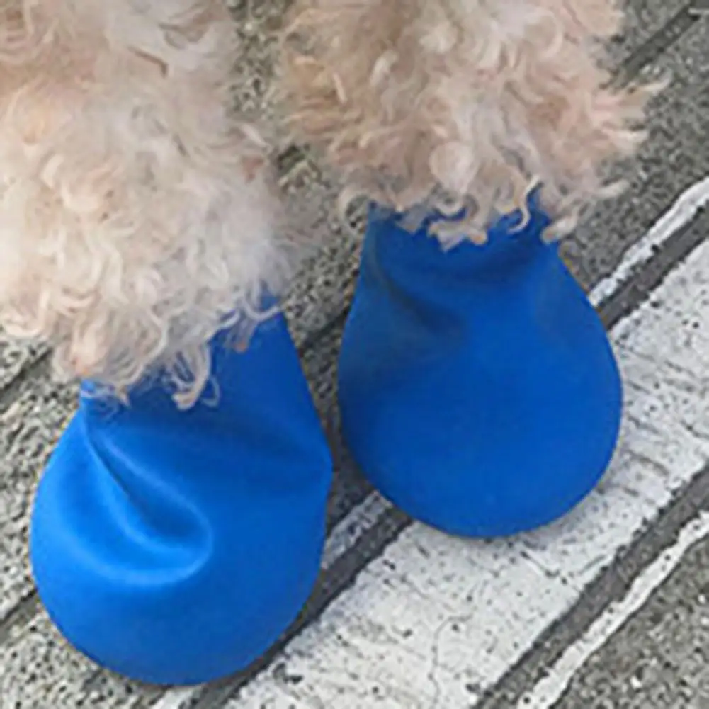 4Pcs Pets Boots Non-slip Pet Supplies Waterproof Dog Non Slip Rain Shoes For Outdoor Rubber Rain Dog Shoes Candy Color Cat Shoes