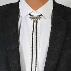 Fashion Men Leather Rope Cow Head Bolo Tie Necklace Jewelry Retro Western Cowboy Mens Gifts Necktie Unisex Accessories