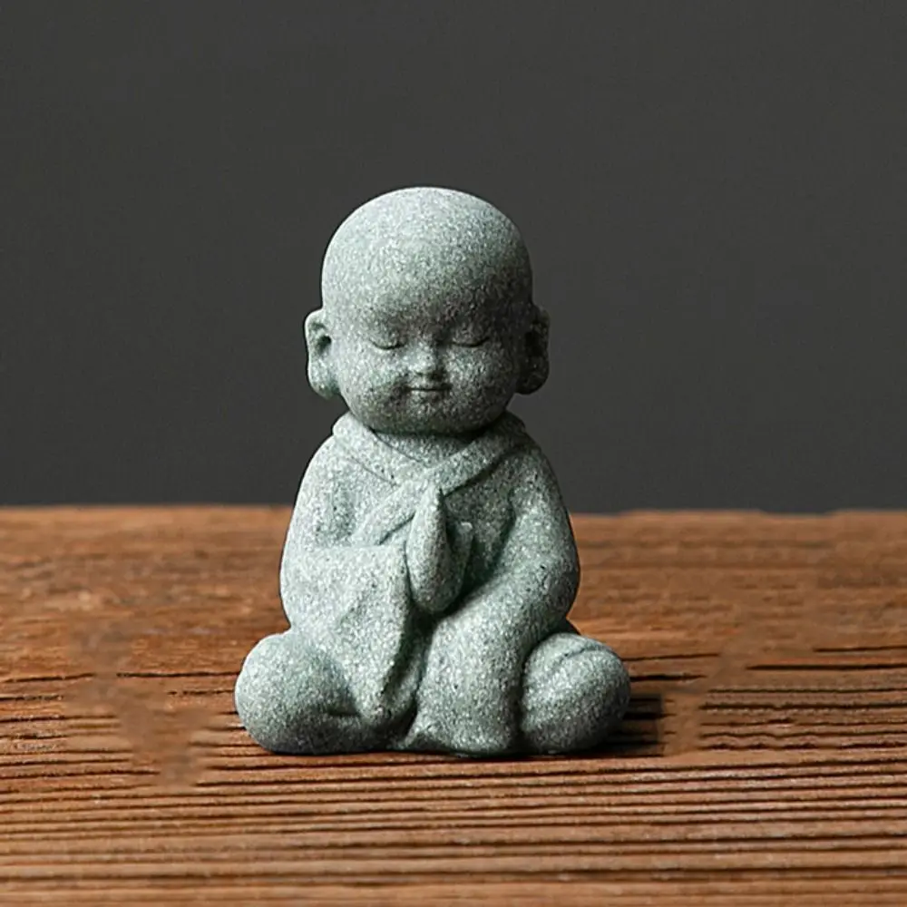 Little Buddhist Monks Figurine Buddha Stone Statue Tibetan Buddhism Zen Monk Garden Ornament