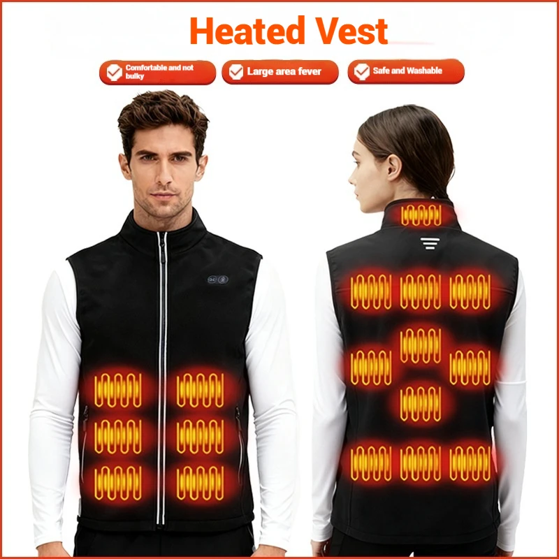USB Heating Vest Men Women Electric Thermal Jacket Polar Fleece Stand Collar Windproof Reflective Zipper Outdoor Sport