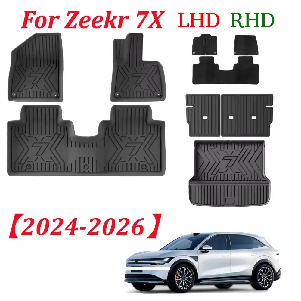 

For Zeekr 7X 5-Seats 2026 2025 2024 Floor Mats &Cargo Liner TPE All Weather Protection Floor Liners Interior Accessories LHD RHD
